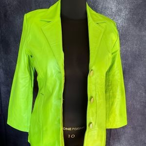 Vintage amazing green genuine leather jacket 😍